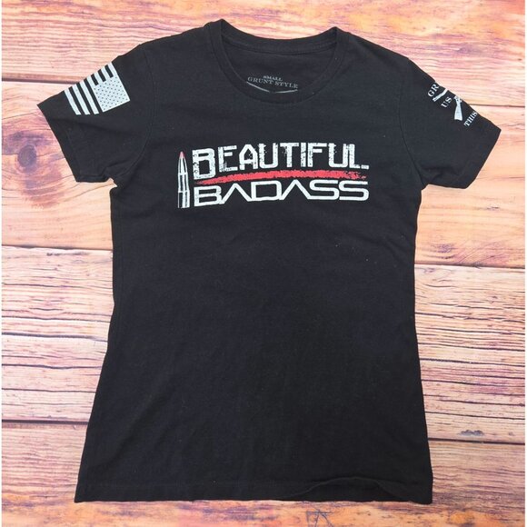 GRUNT STYLE WOMENS BEAUTIFUL BADASS T-SHIRT SMALL - Picture 4 of 8